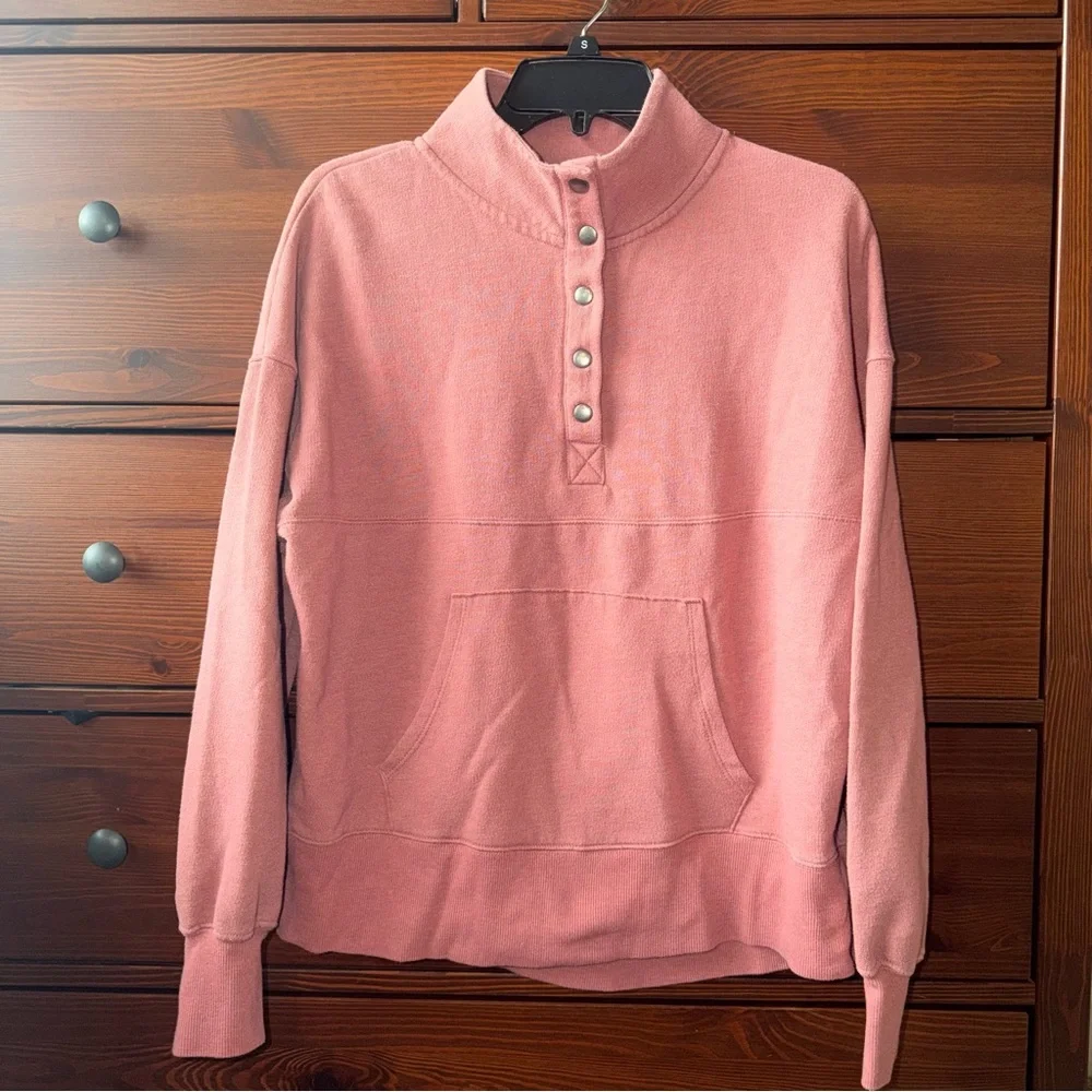 Lounge Life Cozy Pink Henley Pullover Sweatshirt